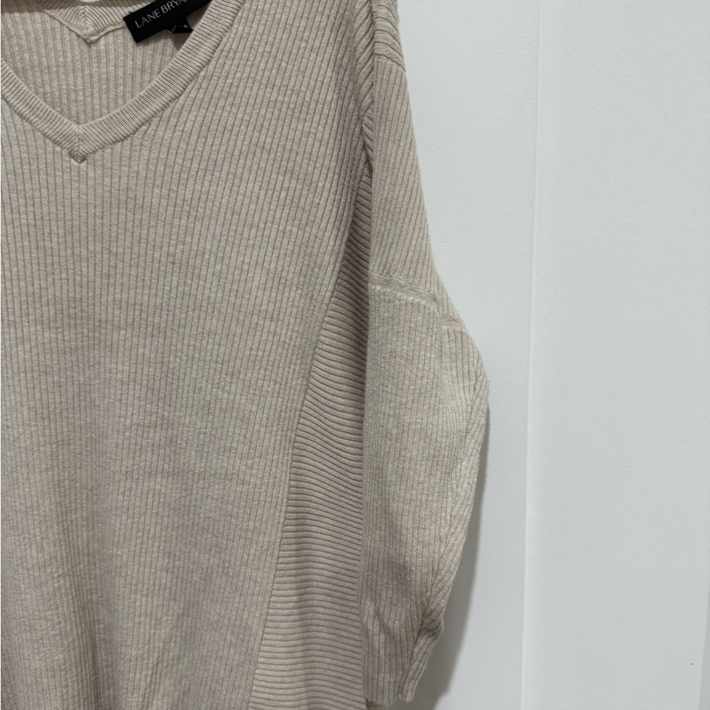 Lane Bryant Light Tan Ribbed Knit Top